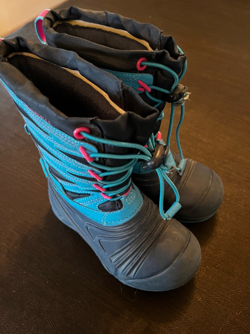 Merrell Kids Waterproof Snow Boots in Teal, Black and Pink